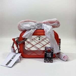 116,NWT Steve Madden BJelly Red/Orange Camera Crossbody Bag with Brown Dust Bag